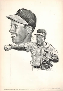 Bob Feller Druck von Robert Riger Zeichnung rahmenbarer Druck MLB Cleveland Indians - Bild 1 von 1