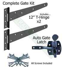 Single Gate Fixing Kit Hanging -  2 x 12" T-hinges, 1 x Auto Catch Inc Screws