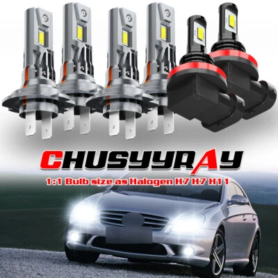 For Mercedes-Benz CLK350 2006-2009 Combo 2-Sides LED Headlight + Fog Light Bulbs - Image 1 of 4