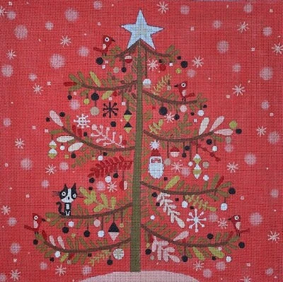 Needlepoint Handpainted Maggie Co Oh Christmas Tree 10x10 — 第 1/4 张图片