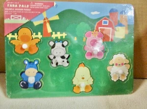 Vintage Kids 6 Piece Wooden Puzzle Farm Pals Animals. (P2) - Picture 1 of 3