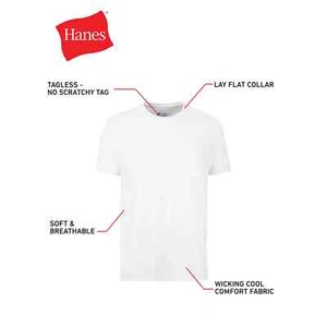 Hanes 10-Pack Men Tee T-Shirt ComfortSoft White Crewneck Undershirt Short Sleeve - Picture 1 of 4