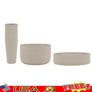 Eco-Friendly 18-Piece Recycled Plastic Dinnerware Set BPA Free Dishwasher Safe - Picture 1 of 12