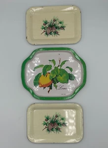 Juego de 3 bandejas vintage con punta de baratija de aperitivos con estampado de pino x2, impresión de limonero x1 - Imagen 1 de 10