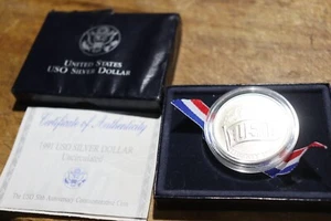 1991-D USO UNCIRCULATED SILVER DOLLAR COIN WITH US MINT COA - Picture 1 of 5