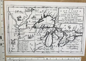 Antique Old Vintage black & white MAP 1600's: Louisiana, America 1695: Reprint - Picture 1 of 7