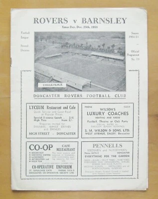 DONCASTER ROVERS v BARNSLEY 1950/1951 Exc Cond Christmas Day Football Programme - Image 1 of 2