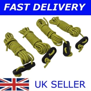X4 2.5mm REFLECTIVE GREEN Guy Line Ropes Ideal For Festivals 2.4M Tent Camping - Picture 1 of 3