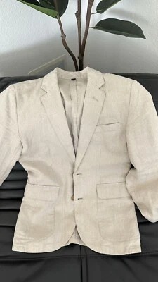 J Crew Blazer Mens Beige Tan Baird McNutt Irish Linen Sport Coat Jacket - Image 1 of 4