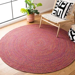 Braided Collection 5' Round Red/yellow Brd351q Flatweave Cotton Living Room Dini - Picture 1 of 3
