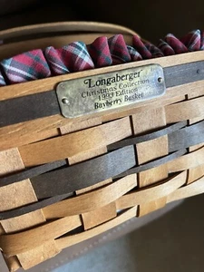 Longaberger Christmas Basket 1993 Edition Collection Red Bayberry Liner Vintage - Picture 1 of 8