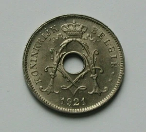 1921 BELGIUM Belgie Albert I Coin - 10 Centimes - AU+ toned-lustre - Picture 1 of 2