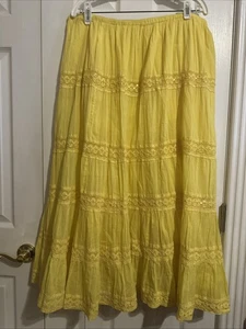 Yellow Peasant Skirt Size L Vintage - Picture 1 of 7