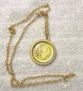 Colgante moneda de veinte dólares de oro bicentenario 1976 vintage dama libertad/cadena - Imagen 1 de 4