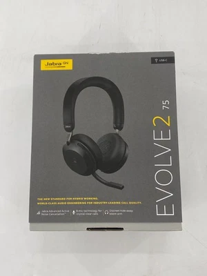 Jabra Evolve2 75 Stereo Wireless Headset MS Teams USB-C Black 27599-999-899 New - Image 1 of 4