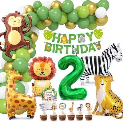 Palloncini Compleanno 2 Anni, Palloncini Animali Giungla, Decorazioni Compleanno - Immagine 1 di 4