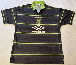 Celtic FC 1998-1999 Umbro Away Shirt Men's Large Black Green Vintage Original - Picture 1 of 18