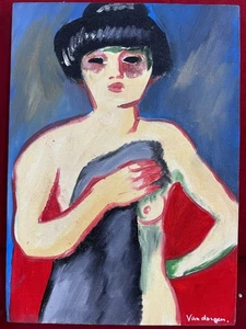 KEES VAN DONGEN oil painting on canvas, vtg stamped signed - Picture 1 of 5