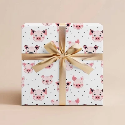 Pig Wrapping Paper, Animal Gift Wrap for Kids Birthday or Party Gift Roll - Image 1 of 4