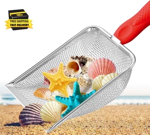 Pala de malla de playa, herramienta de tamiz de arena para coleccionar conchas con red de malla duradera - - Imagen 1 de 5