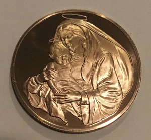 1974 Franklin Mint Weihnachtsfeiertag Madonna und Jesuskind Maria Münze Medaille - Bild 1 von 2