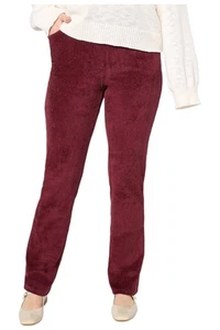 Quacker Factory Short Corduroy Straight Leg Pants w Pockets Wine M New - Picture 1 of 1