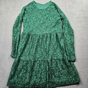 Green Lace Dress Big Girls XXL Long Sleeve Cottage Lagenlook Art Class - Picture 1 of 10
