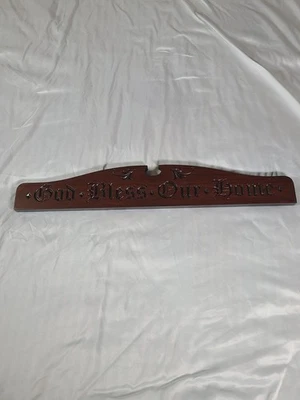God Bless Our Home 24" x 4" Cherry Wood P. Graham Dunn Amish Made Sign - Image 1 of 4