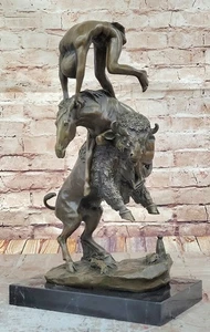 BRONZE BÜFFEL PFERD VON FREDERICK REMINGTON SKULPTUR Figur - Bild 1 von 10