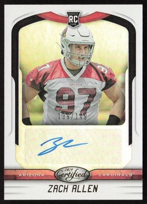 2019 Panini Certified Rookie Signatures /149 Zach Allen #167 Cardinals - Image 1 of 2