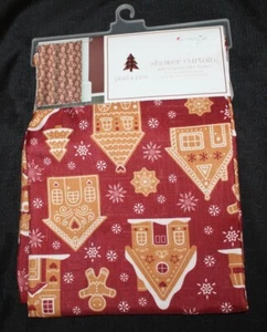 New Plaid & Pine holiday Gingerbread shower curtain - Picture 1 of 2