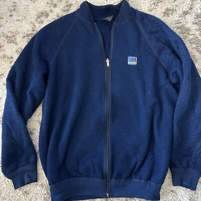 Helly Hansen 复古羊毛挪威蓝色羊毛大号拉链轻夹克 — 第 1/4 张图片