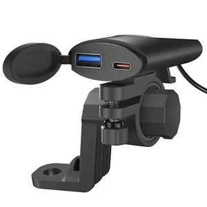 Motorcycle Phone Fast Charger Dual PD+USB Rearview Mirror Expansion Bracket - Bild 1 von 12