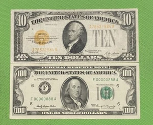(PRICE IS PER NOTE) $10 & 100 DOLLAR BINARY 00000888 mix laddar 23456789 - Picture 1 of 2