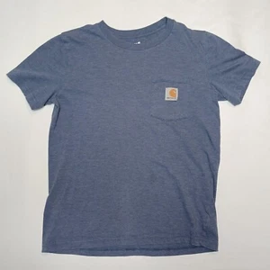 Carhartt Kids Logo Patch Pocket T-shirt Size Mediun (10-12) Blue Model# TK6243-B - Picture 1 of 4