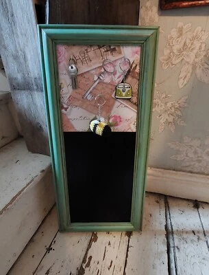 Vintage style blackboard key holder kitchen memos art print chalkboard handmade - Image 1 of 4
