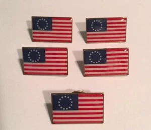 Lot of 5 BETSY ROSS 1776 AMERICAN FLAG LAPEL PIN *MADE IN USA* Pinback - Picture 1 of 9