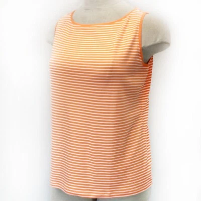 TALBOTS Plus Size Orange Striped 100% Cotton Tee Tank Top 0X Petite - Image 1 of 4