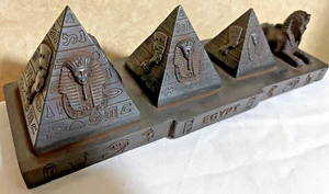 "Ägyptische Pyramiden & Sphinx von Gizeh - Schwarzer Basalt mit Hieroglyphensymbolen" - Bild 1 von 18
