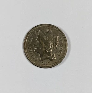 1867 Three Cent Nickel AU - Picture 1 of 3