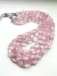 Rose Quartz Tumbles 3 Strands Natural Gemstone - Picture 1 of 10