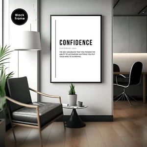 Confidence Definition Poster, Motivational Wall Art, Motivational Office Art - Picture 1 of 10