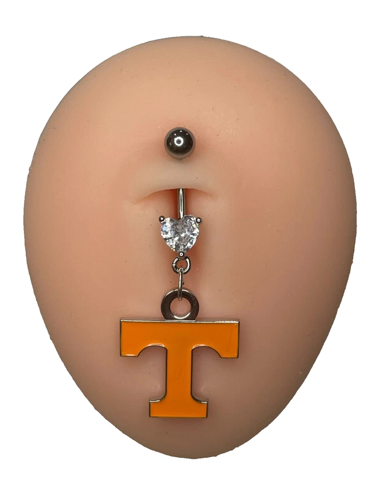 Tennessee Volunteers Corazón Ombligo Circonita cúbica Anillo Piercing Vientre - Hipoalergénico Foto 1 de 1