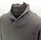 FRED PERRY COWL NECK  GREY MERINO WOOL &COTTON LONG SLEEVE JUMPER SIZE XL (0112)