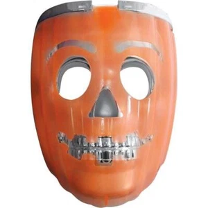 Adult Light Up Orange Pumpkin & Skull Mask Halloween Fancy Dress - Picture 1 of 2