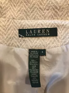 RALPH LAUREN Giacca di lana a spina di pesce grigio bianco Chevon 4 colletti larghi - Foto 1 di 5