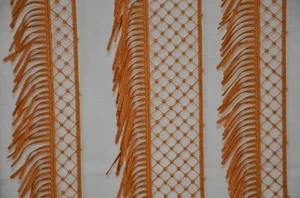 Sheer Lace Striped Fabric Embroidered Mesh Terracotta Drapery 4 yard 16" W 55" - Picture 1 of 8