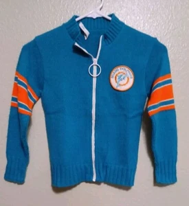 Vintage Boys Sears Miami Dolphins Zip-Up Sweater Size 10 Used As-Is - Picture 1 of 8