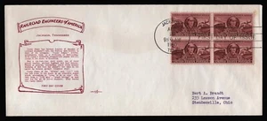 #993 3c Railroad Engineers-Block of 4, Pent Arts [8] #10 **ANY 5=FREE SHIPPING** - Picture 1 of 2