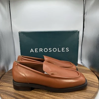 Аэрозоли Percy мокасины поскользнуться на коричневый кожаный опрятный ретро 90-х женщин 10,5 М - Изображение 1 из 4